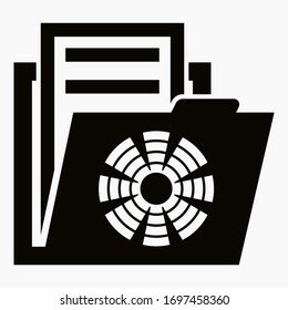 Folder and fan icon. Documents for air conditioning. Vector icon