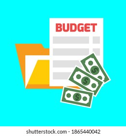a folder with a few dollar bills and a paper budget