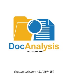 Folder or file analysis vector logo template. Suitable for office or archive business.