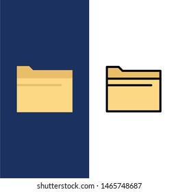 Folder, File, Data, Storage  Icons. Flat and Line Filled Icon Set Vector Blue Background. Vector Icon Template background