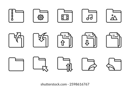 folder file desktop document icons. outline minimal style icon set