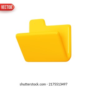 Archivo de carpeta. Carpeta con archivo de documentos. Abrir el color amarillo del archivo de equipo. Diseño 3d realista al estilo de las caricaturas plásticas. Icono aislado en fondo blanco. Ilustración del vector