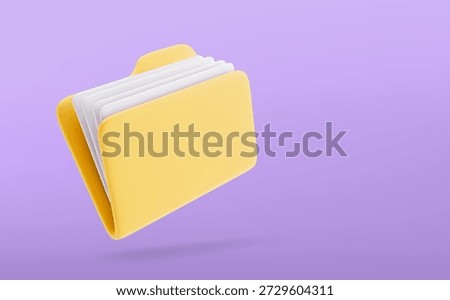Folder file. Folder with document archive. Realistic 3d design. Vector illustration