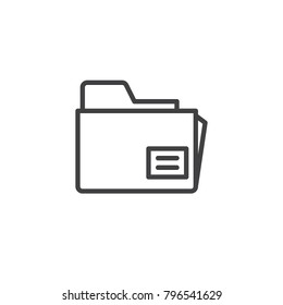 Folder, file, document line icon, outline vector sign, linear style pictogram isolated on white. Office doc symbol, logo illustration. Editable stroke