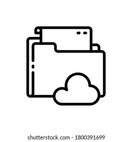 Folder, file, document, paper with cloud outline icons. Vector illustration. Editable stroke. Isolated icon suitable for web, infographics, interface and apps.