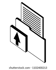 folder file document upload button isometric
