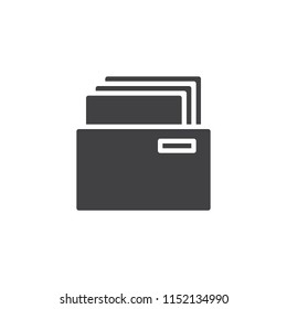 Folder with file documents vector icon. filled flat sign for mobile concept and web design. Archive report simple solid icon. Symbol, logo illustration. Pixel perfect vector graphics