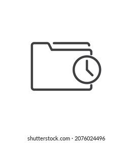 Icono de línea de historial de archivos de carpetas. signo de estilo lineal para concepto móvil y diseño web. Archivo de carpeta de documento e icono del vector de contorno de reloj. Símbolo, ilustración del logotipo. Gráficos vectoriales