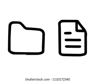 folder and file icon design illustration,hand drawn style design, designed for web and app