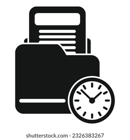 Folder file icon simple vector. Rush job. Clock time