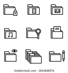 folder and file management line icons. Editable stroke. include file, folder, document.