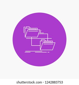 folder, file, management, move, copy White Line Icon in Circle background. vector icon illustration