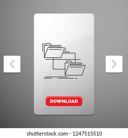 folder, file, management, move, copy Line Icon in Carousal Pagination Slider Design & Red Download Button