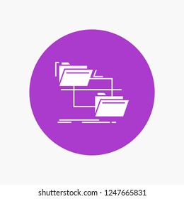 folder, file, management, move, copy White Glyph Icon in Circle. Vector Button illustration