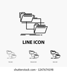 folder, file, management, move, copy Icon in Thin, Regular and Bold Line Style. Vector illustration