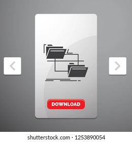 folder, file, management, move, copy Glyph Icon in Carousal Pagination Slider Design & Red Download Button