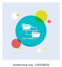 folder, file, management, move, copy White Glyph Icon colorful Circle Background