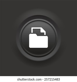 Folder with File on Black Bevel Round Button