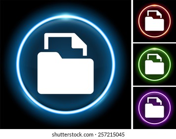 Folder with File on Glow Round Button