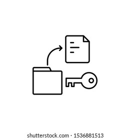 Folder, file, open, key icon. Simple line, outline vector of confidential information icons for ui and ux, website or mobile application