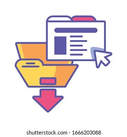 Ordner mit Dateiblatt auf weißem Hintergrund Vektorillustration Design