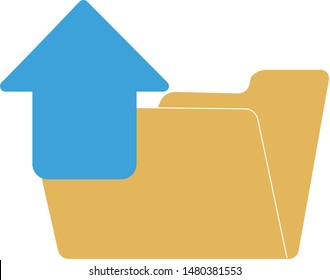 
Folder with file. Upload file to folder. Yellow folder. Vector