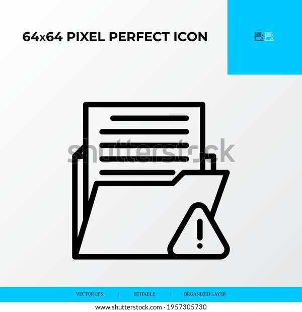Folder File Warning Vector Line Icon Stock Vector (Royalty Free ...
