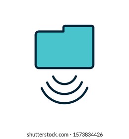 folder file wifi internet of things line and fill icon vector illustration