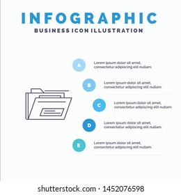 Folder, File, Zip, Rar,  Line icon with 5 steps presentation infographics Background