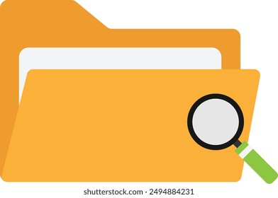 Folder File Zoom Icon Vector Flat Illustration
