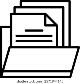 Folder with Files Line Vector Icon Design