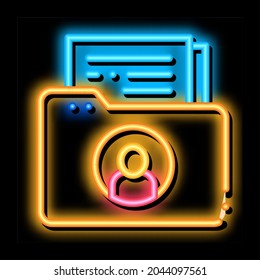Folder With Files neon light sign vector. Glowing bright icon Folder With Files sign. transparent symbol illustration