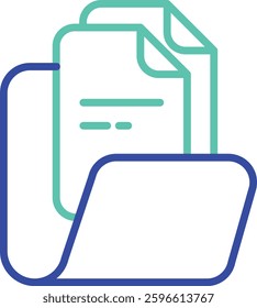 Folder files outline dual color vector illustration icon design