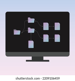 Folder and files path link on computer screen illustration vector
