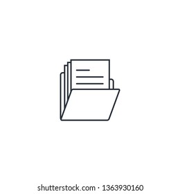 Folder with files. A selection of documents. Vector linear icon.