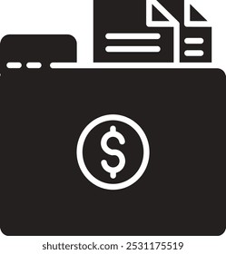 Carpeta con archivos Ilustración vectorial Icono detallado