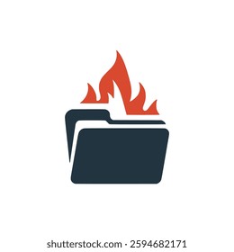 folder with fire data file logo vector illustration template design
