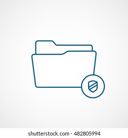 Folder Firewall Password Blue Line Icon On White Background