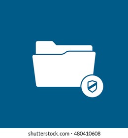 Folder Firewall Shield Flat Icon On Blue Background