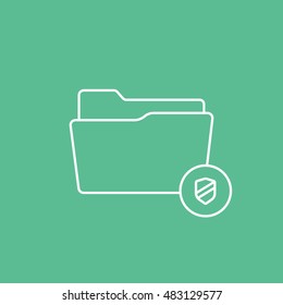 Folder Firewall Shield Line Icon On Green Background