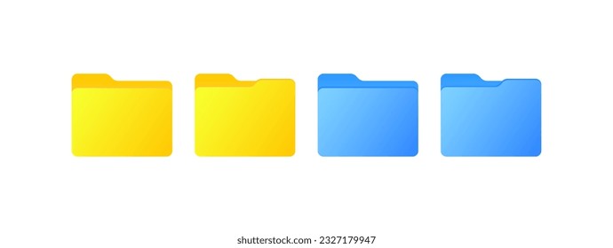 Folder. Flat, color, computer folder, file folder. Vector icons.