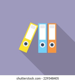 Folder flat icon. Modern flat icons with long shadow effect in stylish colors. Icons for Web and Mobile Application. EPS 10.