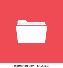 Folder Flat Icon On Red Background