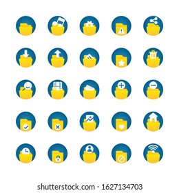 Folder flat icon set. Vector and Illustration.