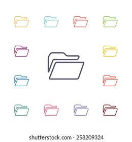 folder flat icons set. Open colorful buttons 