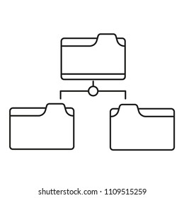 Folder flat line vector icon isolated. File document archive computer. Data empty directory blank design. Repository network access office form sign. Transfer storage organize. 