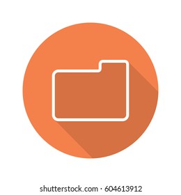 Folder flat linear long shadow icon. Vector line symbol