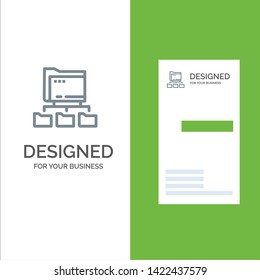 Folder, Folders, Network, Computing Grey Logo Design and Business Card Template