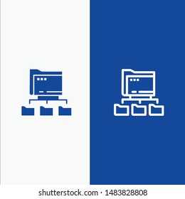 Folder, Folders, Network, Computing Line and Glyph Solid icon Blue banner