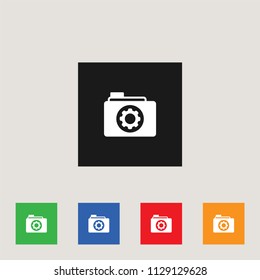Folder and gear icon, stock vector illustration, EPS10.
